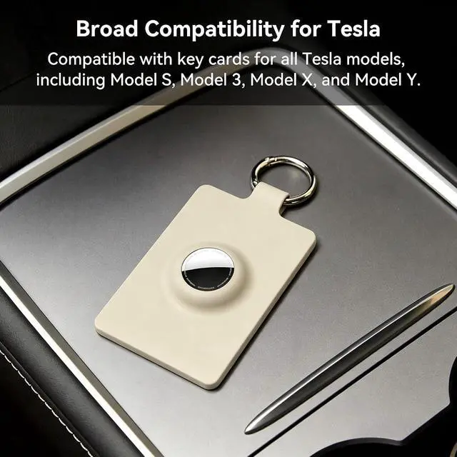 Alt view image 4 of 7 - Card Holder for Tesla Keycard with AirTag Slot, Soft Silicone Key Card Protective Case Cover for Tesla Model 3 Y S X Cybertruck, Key Holder with Keychain Key Rings - 1 Pack,Starlight