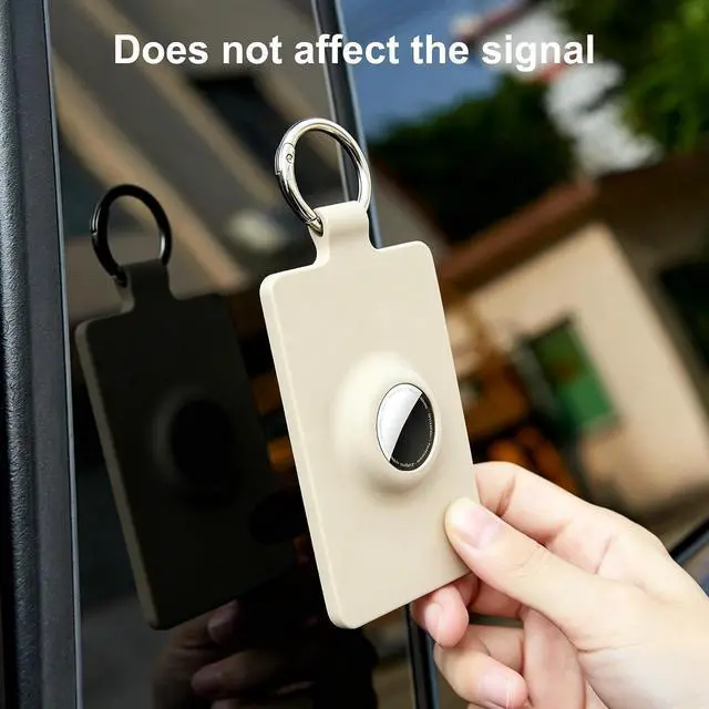 Alt view image 2 of 7 - Card Holder for Tesla Keycard with AirTag Slot, Soft Silicone Key Card Protective Case Cover for Tesla Model 3 Y S X Cybertruck, Key Holder with Keychain Key Rings - 1 Pack,Starlight