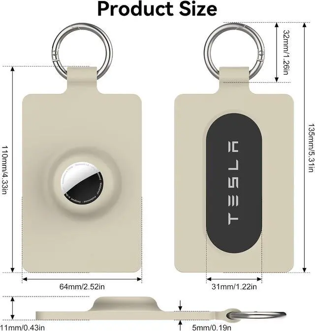 Alt view image 6 of 7 - Card Holder for Tesla Keycard with AirTag Slot, Soft Silicone Key Card Protective Case Cover for Tesla Model 3 Y S X Cybertruck, Key Holder with Keychain Key Rings - 1 Pack,Starlight