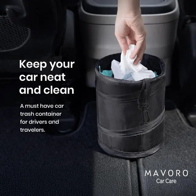 Alt view image 4 of 7 - Mavoro Car Trash Can | Waterproof | Collapsible Pop-Up | 2 Gallon | 1-Pack | Hang or Stand Design, Washable Leakproof Liner, Folds Flat for Easy Storage, Ideal for Cars, SUVs, Trucks and RVs