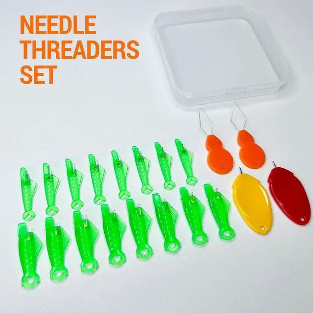 Alt view image 3 of 6 - 10 pcs Needle Threader Set: Fish Type for Sewing Machines (Compatible Only with Side-Threading Machine Needles) & Simple Hand Sewing Threaders