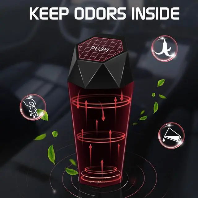 Alt view image 4 of 7 - Car Trash Can with Lid, 15 Additional Trash Bags - Black, 1 Pack | Leakproof Vehicle Garbage Bin, Car Accessories for Interior, Multipurpose Organizers Mini Trash Can for Cars, Home, Office