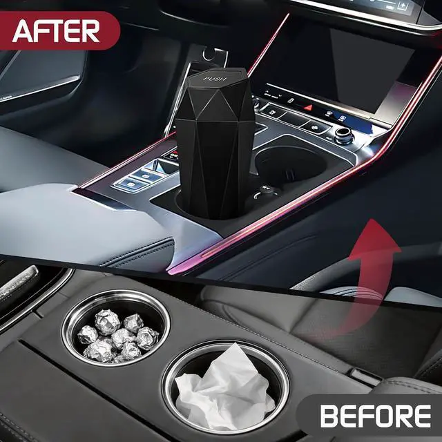 Alt view image 7 of 7 - Car Trash Can with Lid, 15 Additional Trash Bags - Black, 1 Pack | Leakproof Vehicle Garbage Bin, Car Accessories for Interior, Multipurpose Organizers Mini Trash Can for Cars, Home, Office