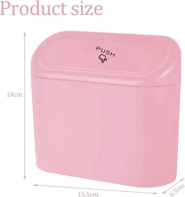 Alt view image 2 of 7 - Car Trash Can, Mini Trunk Push Hanging Portable Car Bin with 2 roll Disposable Trash Bag for Vehicle Home, Office. (Car Trash can Pink)