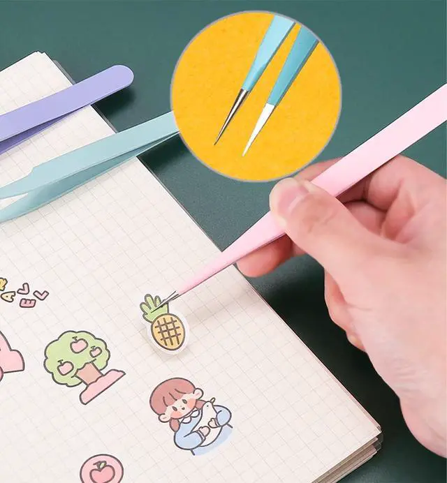 Alt view image 3 of 6 - 2 Pieces Sticker Tweezers, Cute Craft Tweezers for Stickers, Scrapbooking, Vinyl, Lashes, Electronics, Purple