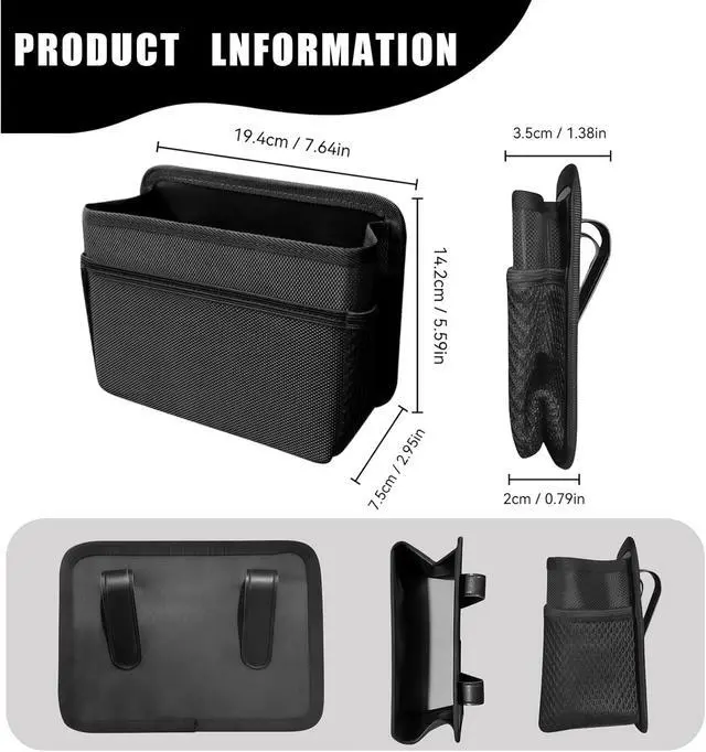 Alt view image 2 of 6 - Car Trash Can, Foldable Mini Car Trash Can with 1 Roll Garbage Bag, Hanging Vehicle Garbage Organizer Holder, Automotive Interior Accessories Waterproof Storage Box (Black)