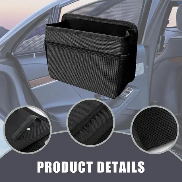 Alt view image 5 of 6 - Car Trash Can, Foldable Mini Car Trash Can with 1 Roll Garbage Bag, Hanging Vehicle Garbage Organizer Holder, Automotive Interior Accessories Waterproof Storage Box (Black)