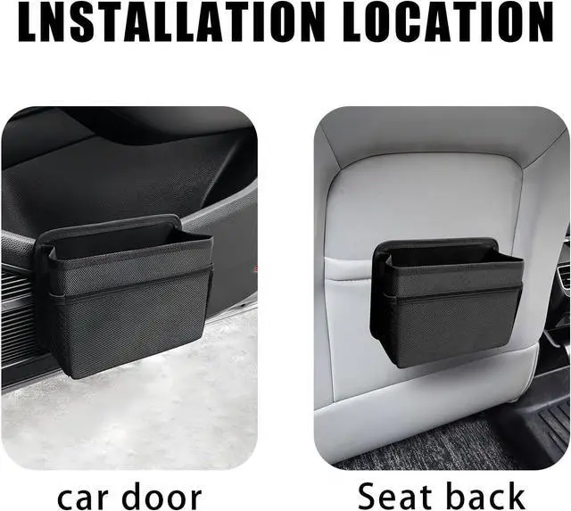 Alt view image 6 of 6 - Car Trash Can, Foldable Mini Car Trash Can with 1 Roll Garbage Bag, Hanging Vehicle Garbage Organizer Holder, Automotive Interior Accessories Waterproof Storage Box (Black)