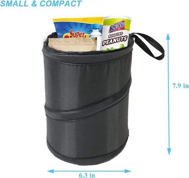 Alt view image 4 of 6 - Kitbest (2 Pack Car Trash Can, 1 Gallon Car Garbage Bin Collapsible Pop-up Water Proof Bag Mini Portable Waste Basket Bin, Rubbish Bin (Black)