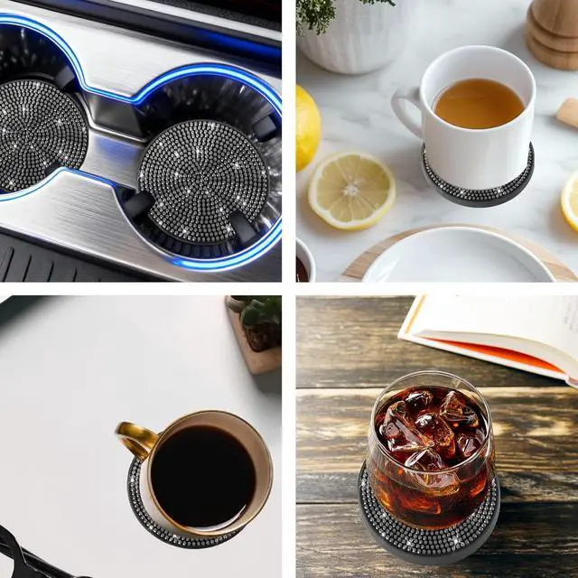 Alt view image 4 of 7 - BFXM 2 PCS Bling Cup Holder Coaster, 2.75 Silicone Diamond Car Coasters | Non-Slip Cup Holder Coasters for Car, Bling Car Accessories for Women, Rhinestone Car Accessories
