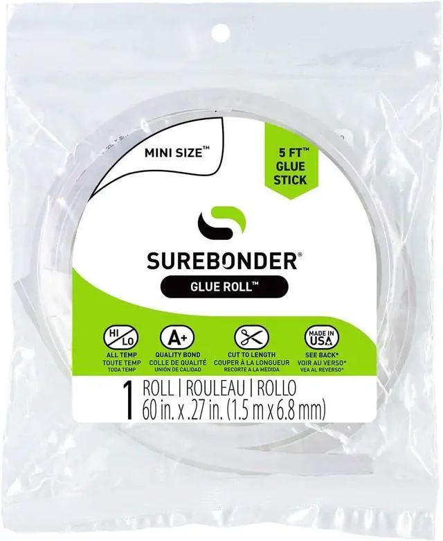 Main image of Surebonder Mini Hot Glue Stick Roll, 60" (5 Feet), 5/16" Diameter - Long Glue Stick, Uninterrupted Gluing, All Purpose for Crafting and DIY, Clear