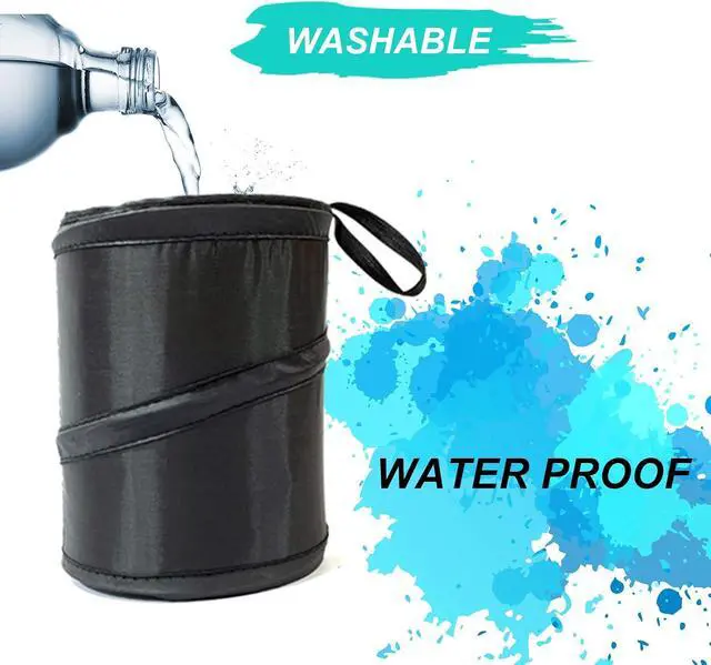 Alt view image 5 of 6 - Kitbest (2 Pack Car Trash Can, 1 Gallon Car Garbage Bin Collapsible Pop-up Water Proof Bag Mini Portable Waste Basket Bin, Rubbish Bin (Black)