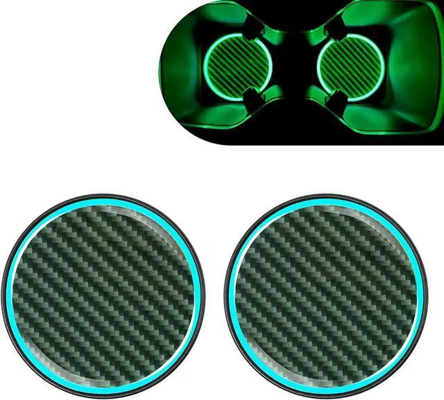 Main image of 2 PCS Car Cup Coasters, Luminous Car Coasters, 2.83" Carbon Fiber Non-Slip Insert Coaster, Universal for Most Cars (Black)