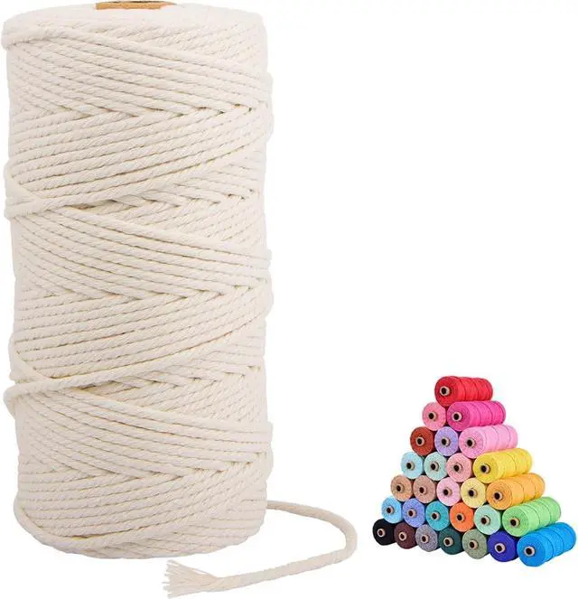 Main image of FLIPPED Macrame Cord,3mm x109 Yards 100% Natural Macrame Cords Colored Cotton Macrame Rope Craft Cord for DIY Crafts Knitting Plant Hangers Christmas Wedding Decor(Natural Color/Beige)