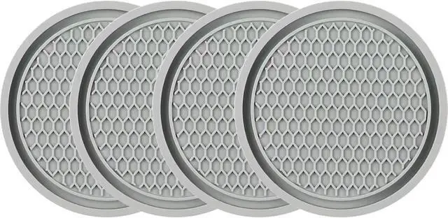 Alt view image 3 of 5 - ZSDY Car Cup Coaster, 4PCS Universal Auto Non-Slip Cup Holder Embedded in Ornaments Coaster, Car Interior Accessories Sets, Grey