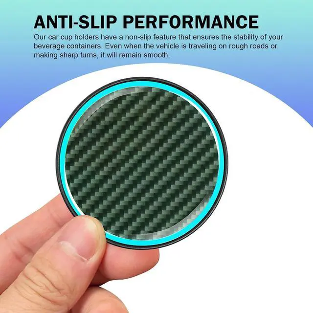 Alt view image 3 of 7 - 2 PCS Car Cup Coasters, Luminous Car Coasters, 2.83" Carbon Fiber Non-Slip Insert Coaster, Universal for Most Cars (Black)