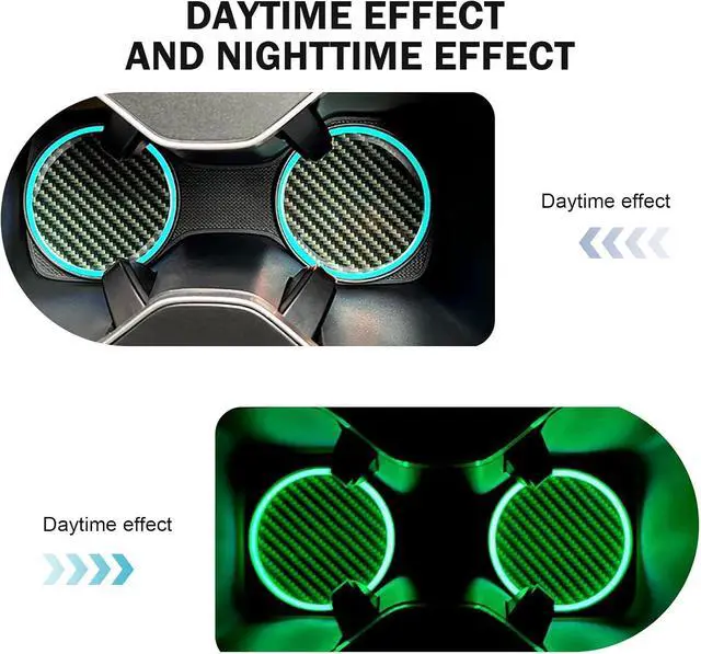 Alt view image 6 of 7 - 2 PCS Car Cup Coasters, Luminous Car Coasters, 2.83" Carbon Fiber Non-Slip Insert Coaster, Universal for Most Cars (Black)