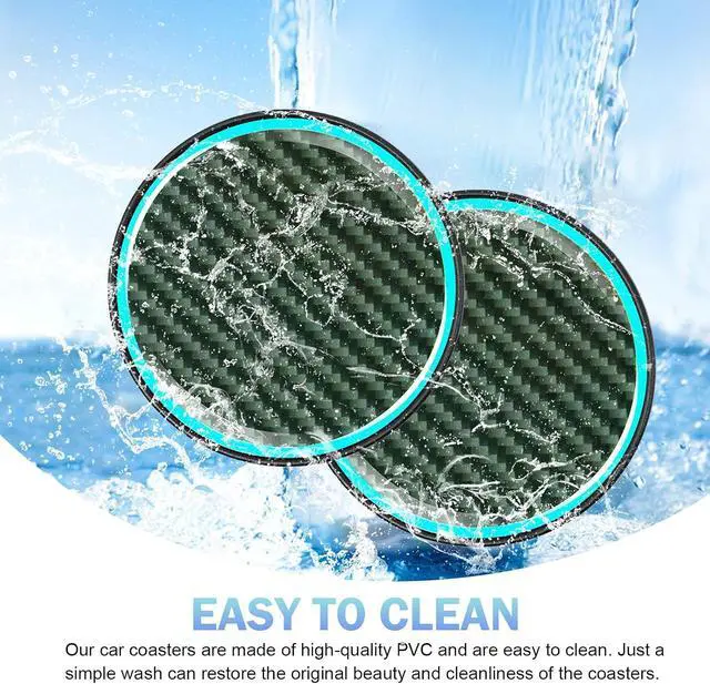 Alt view image 5 of 7 - 2 PCS Car Cup Coasters, Luminous Car Coasters, 2.83" Carbon Fiber Non-Slip Insert Coaster, Universal for Most Cars (Black)