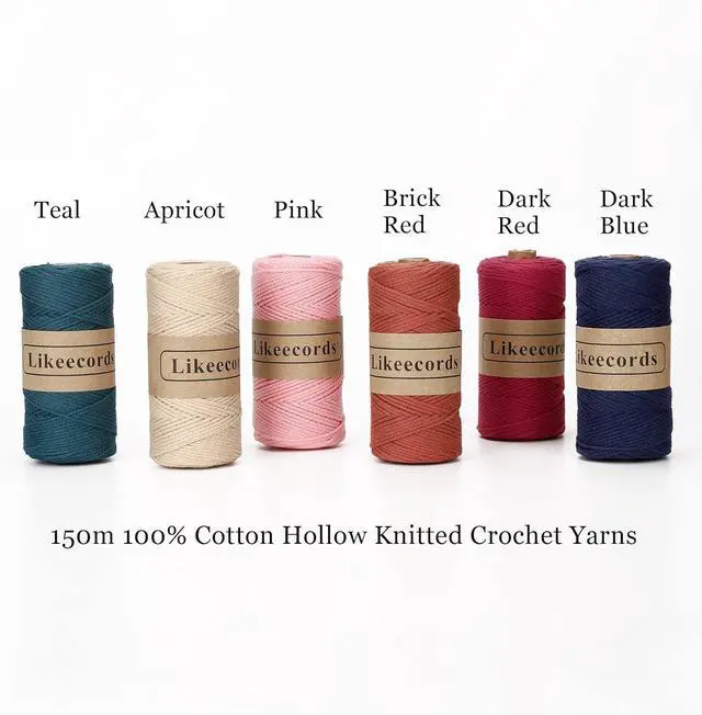 Alt view image 2 of 6 - Likeecords 100% Cotton Crochet Bag Cord 2mm 170m Macrame Cord 2mm Crochet Thread Macrame Rope Gift for Knitter (Apricot)