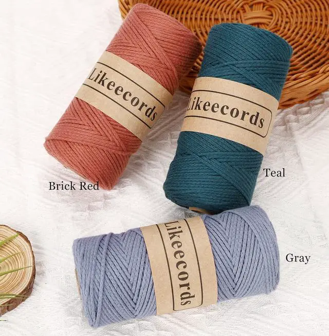Alt view image 3 of 6 - Likeecords 100% Cotton Crochet Bag Cord 2mm 170m Macrame Cord 2mm Crochet Thread Macrame Rope Gift for Knitter (Apricot)
