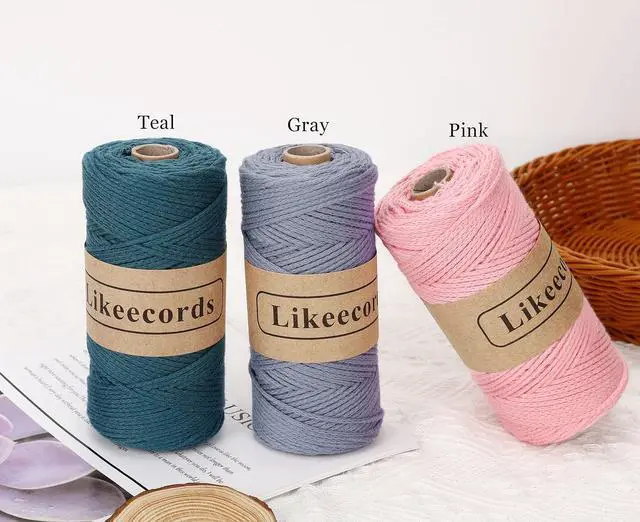 Alt view image 4 of 6 - Likeecords 100% Cotton Crochet Bag Cord 2mm 170m Macrame Cord 2mm Crochet Thread Macrame Rope Gift for Knitter (Apricot)