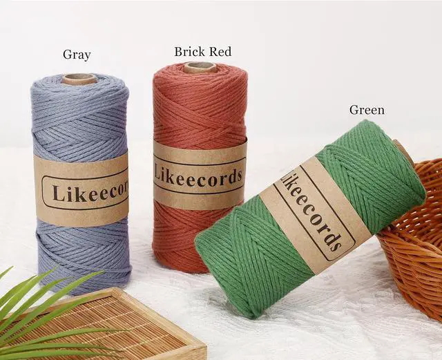 Alt view image 5 of 6 - Likeecords 100% Cotton Crochet Bag Cord 2mm 170m Macrame Cord 2mm Crochet Thread Macrame Rope Gift for Knitter (Apricot)