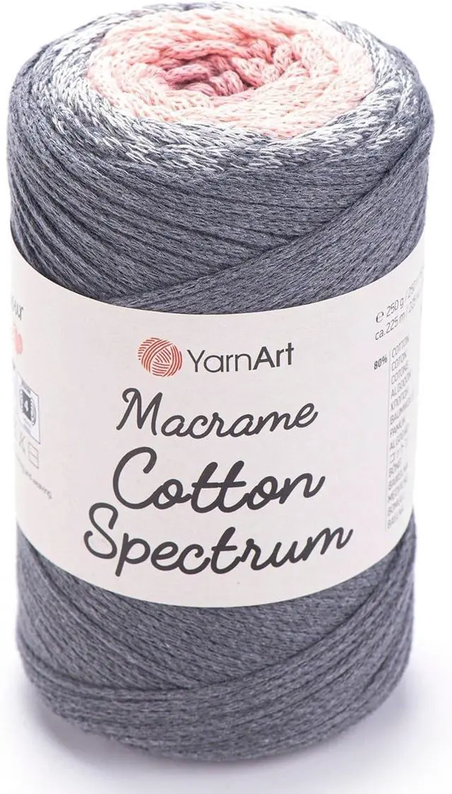 Main image of YarnArt Macrame Cotton Spectrum 80% Cotton Multicolor Cord 8.8 oz (250g), 246 yds (225m) Colorful Rope for Knots, Weaving, DIY Crafts Worsted Weight Aran (4) (1306)
