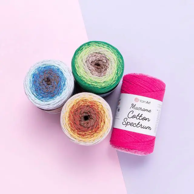 Alt view image 3 of 7 - YarnArt Macrame Cotton Spectrum 80% Cotton Multicolor Cord 8.8 oz (250g), 246 yds (225m) Colorful Rope for Knots, Weaving, DIY Crafts Worsted Weight Aran (4) (1306)