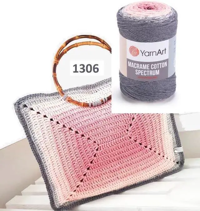 Alt view image 6 of 7 - YarnArt Macrame Cotton Spectrum 80% Cotton Multicolor Cord 8.8 oz (250g), 246 yds (225m) Colorful Rope for Knots, Weaving, DIY Crafts Worsted Weight Aran (4) (1306)