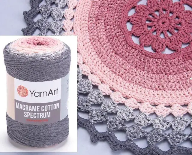 Alt view image 5 of 7 - YarnArt Macrame Cotton Spectrum 80% Cotton Multicolor Cord 8.8 oz (250g), 246 yds (225m) Colorful Rope for Knots, Weaving, DIY Crafts Worsted Weight Aran (4) (1306)
