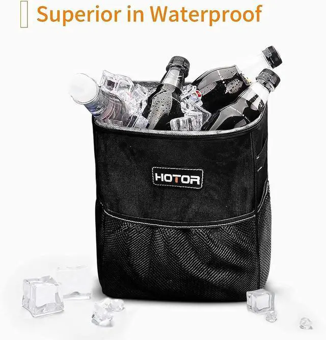 Alt view image 7 of 7 - HOTOR Car Trash Can, Compact Waterproof Organizer, Leak-Proof Bin, 2-Gallon | Black, Multifunctional Car Accessory with Adjustable Straps & Magnetic Snaps for Interior Car Storage