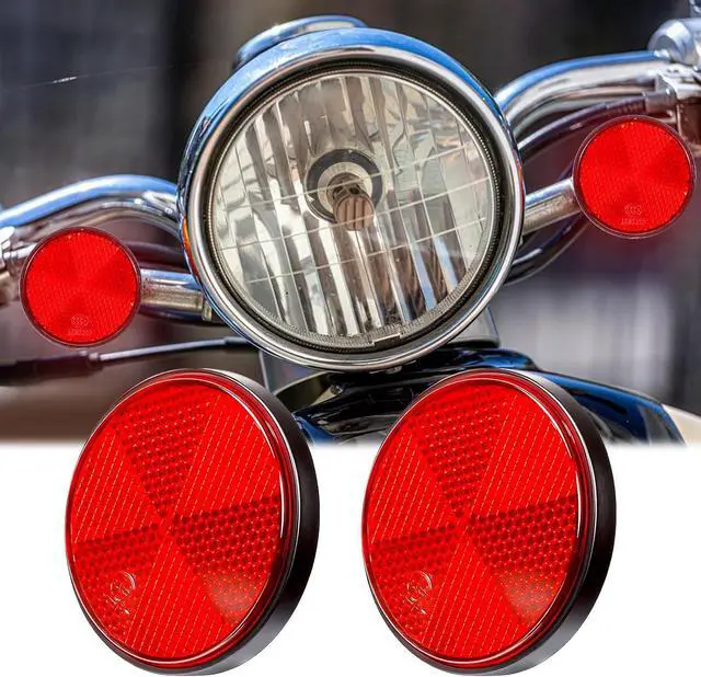 Alt view image 3 of 7 - 4 PCS Round Motorcycle Reflectors, Universal M6 x 1.0 Screw Mount Safety Warning Reflector for Bicycles, Scooters, Dirt Bikes and ATVs (Red, 2.2 Inch)