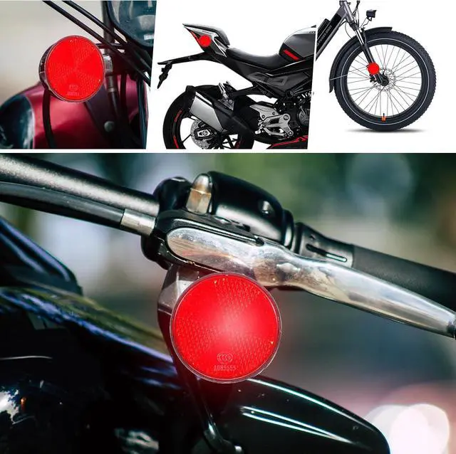 Alt view image 5 of 7 - 4 PCS Round Motorcycle Reflectors, Universal M6 x 1.0 Screw Mount Safety Warning Reflector for Bicycles, Scooters, Dirt Bikes and ATVs (Red, 2.2 Inch)