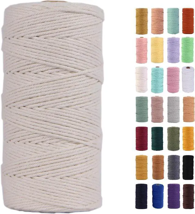 Main image of Natural Macrame Cord 2mm x 220Yards,Colored Cotton Rope Colorful Cotton Cord Soft Craft Cord Twine for Wall Hanging Plant Hangers Crafts Decorative Projects