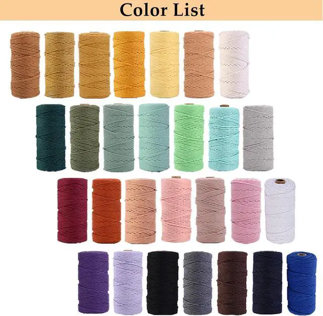 Alt view image 3 of 5 - Natural Macrame Cord 2mm x 220Yards,Colored Cotton Rope Colorful Cotton Cord Soft Craft Cord Twine for Wall Hanging Plant Hangers Crafts Decorative Projects