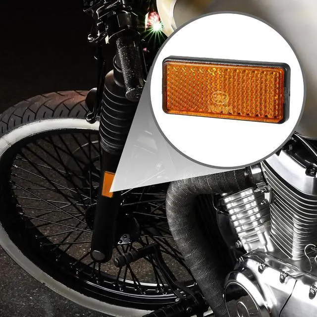 Alt view image 3 of 7 - 4pcs 2.20"x0.98" Universal Reflector - Rectangle Motorcycle Bike Safety Reflector Increase Visibility and Safety on The Road - Plastic Orange