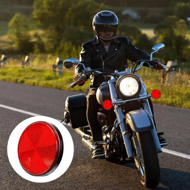 Alt view image 7 of 7 - 4 PCS Round Motorcycle Reflectors, Universal M6 x 1.0 Screw Mount Safety Warning Reflector for Bicycles, Scooters, Dirt Bikes and ATVs (Red, 2.2 Inch)
