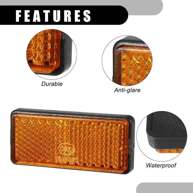 Alt view image 5 of 7 - 4pcs 2.20"x0.98" Universal Reflector - Rectangle Motorcycle Bike Safety Reflector Increase Visibility and Safety on The Road - Plastic Orange