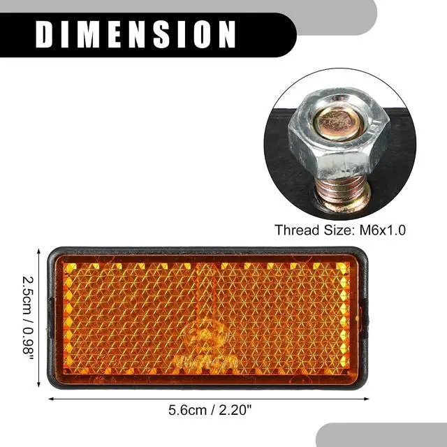Alt view image 4 of 7 - 4pcs 2.20"x0.98" Universal Reflector - Rectangle Motorcycle Bike Safety Reflector Increase Visibility and Safety on The Road - Plastic Orange