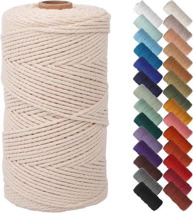 Main image of NOANTA Natural Macrame Cord 2mm x 220yards, Cotton Rope Macrame Yarn | Macrame Rope, 3 Strand Twisted Cotton Yarn String, Colored Cotton Cord for Wall Hanging, Plant Hangers, Crafts, Knitting