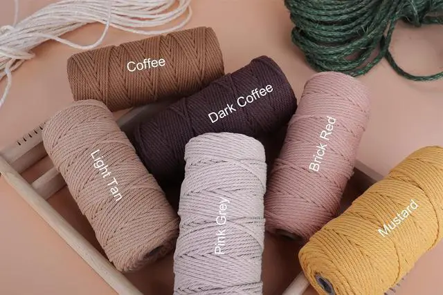 Alt view image 3 of 7 - NOANTA Natural Macrame Cord 3mm x 109Yards, Beige Cotton Rope Macrame Yarn | Macrame Rope Supplies, 3 Strand Twisted Cotton Yarn String, Cotton Cord for Wall Hanging, Plant Hangers, Crafts, Knitting