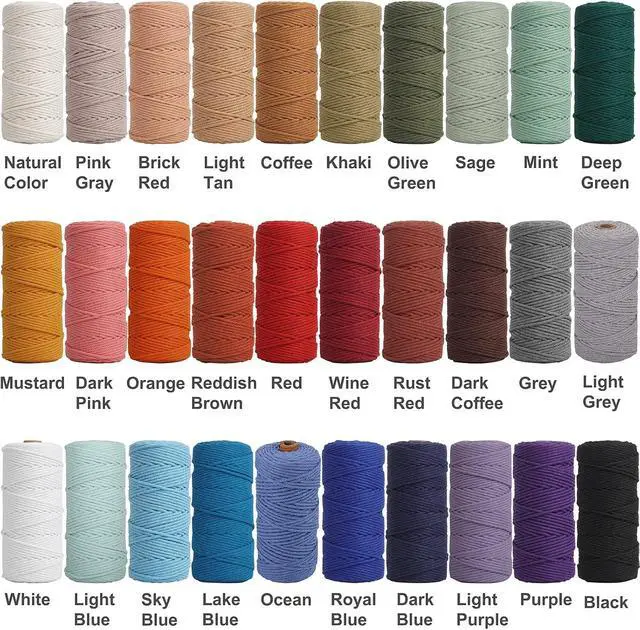 Alt view image 7 of 7 - NOANTA Natural Macrame Cord 3mm x 109Yards, Beige Cotton Rope Macrame Yarn | Macrame Rope Supplies, 3 Strand Twisted Cotton Yarn String, Cotton Cord for Wall Hanging, Plant Hangers, Crafts, Knitting