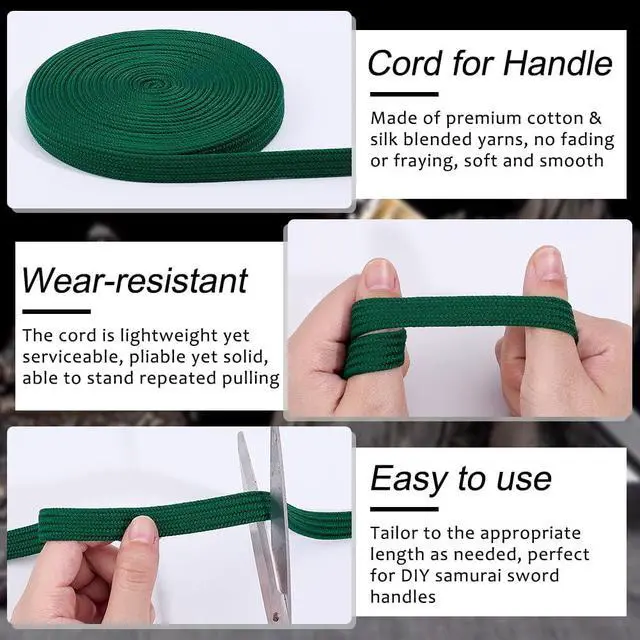 Alt view image 4 of 6 - OLYCRAFT Ito Sageo Wrapping Cord Silk-Cotton Blend Rope Sword Handle Cord for Japanese Samurai Katana Swords Handle Rope