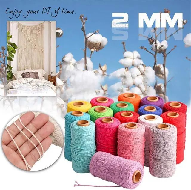 Alt view image 2 of 7 - Macrame Cotton Cord 2mm 109 Yard Cotton Rope Colored Craft Cord for DIY Crafts Plant Hangers (White)