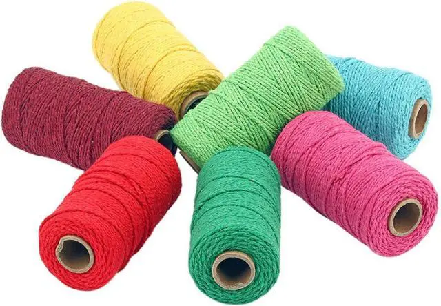Alt view image 3 of 7 - Macrame Cotton Cord 2mm 109 Yard Cotton Rope Colored Craft Cord for DIY Crafts Plant Hangers (White)