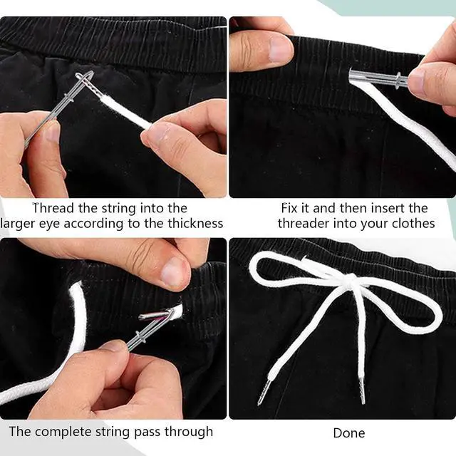 Alt view image 3 of 6 - BOROLA 1Pcs 51 Inch Fashionable Durable Cotton Drawstring, Premium Hoodie, Sports Pants, Shorts Universal Drawstring Replacement (Black Rope, Cylinder Metal Head)