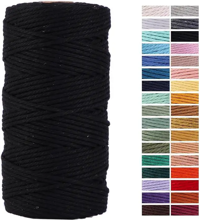Main image of Black Macrame Cord 3mm x 109Yards,Colored Cotton Rope Craft Cord Colorful Cotton Cord Twine for Wall Hanging Plant Hangers Crafts Knitting Decorative Projects