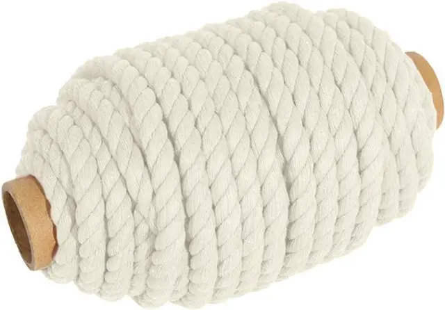 Main image of RIOOP Macrame Cord 8.5mm x 39 ft Natural White 3-Strand Twisted Cotton Rope | for Wall Hanging, Plant Hangers, Knitting, DIY Crafts, Basket Making