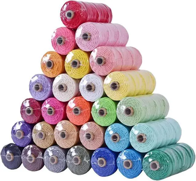 Alt view image 2 of 7 - Natural Macrame Cord Colored Macrame Cord 2mm/3mm/4mm/5mm/6mm Macrame Cotton Cord, Twisted Macrame Yarn, Soft Craft Cord Macrame Rope Macrame Supplies(3mm*109Yards,Natural Color)