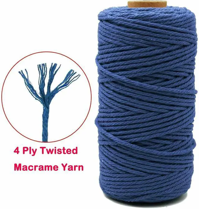 Alt view image 6 of 7 - Natural Macrame Cord Colored Macrame Cord 2mm/3mm/4mm/5mm/6mm Macrame Cotton Cord, Twisted Macrame Yarn, Soft Craft Cord Macrame Rope Macrame Supplies(3mm*109Yards,Natural Color)